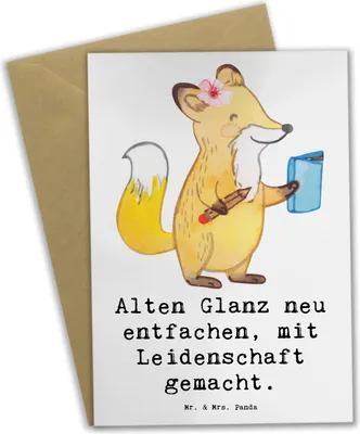 Produktbild von Mr. & Mrs. Panda Klappkarte Polsterin Glanz - Weiß - Geschenk, einladungskarten, dankeskarten, osterkarte, Polsterarbeiten, Geschenke mit Herz, Berufsprodukte, Beruf