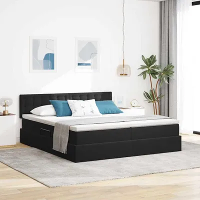 Obrázok produktu pre Maison Exclusive – LED posteľ s úložným priestorom a matracom, čierna, 180 x 200 cm, zamat
