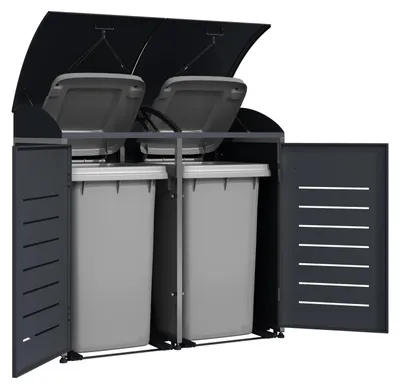 Produktbild von 2er Mültonnenbox 139 x 136 x 83 cm Stahl Anthrazit