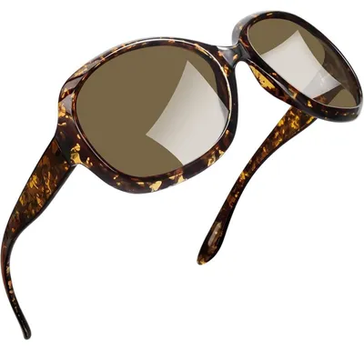 Obrázok produktu pre Slnečné okuliare pre dámy, oversize, polarizované, UV400 ochrana, vzor leopard/hnedá
