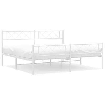 Immagine prodotto di vidaXL Struttura letto con testiera e pediera in metallo bianco 193x203 cm