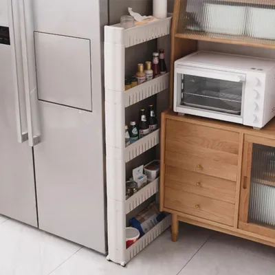 Produktbild von 2er-Set Ausziehbares Zwischenregal mit Rollen 5 Reihen Büro Bad Küche - 54*12*133cm