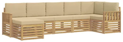 Immagine prodotto di Set divani da esterno vidaXL, 6 pezzi, bianco e beige, 306 x 128,5 x 73 cm