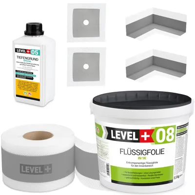 Produktbild von Dichtset für Dusche Bad Tiefengrund Dichtband Flüssigkunststoff 5,5kg SET55
