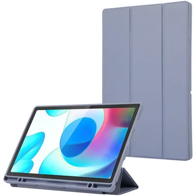 Produktbild von Mobigear Dreifach-Faltetui aus Gel für Samsung Galaxy Tab A9 Plus (2023) – TPU-Hülle, Klappetui aus Kunstleder + Stifthalter – Lila
