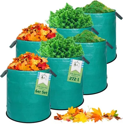 Produktbild von TTL GARDEN Gartenabfallsack SUPER SOLID 6er Set 272L Grün Gartensack Laubsack PP-Gewebe