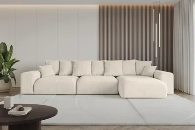 Produktbild von Ecksofa mit Schlaffunktion und Bettkasten ESKAR-L2 - 364x176x72 cm Beige - Corner Sofa Bett Eckcouch Couch L-Form Schlafcouch Ausziehbar Wohnlandschaft Schlafsofa Cauchsofa