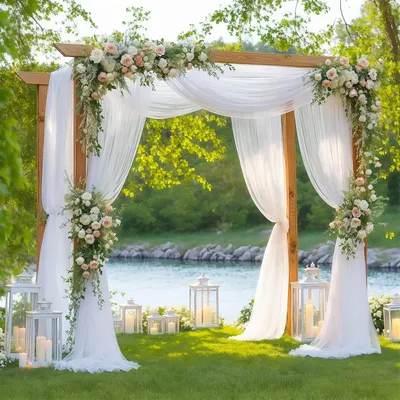 Produktbild von Vorhang für Hochzeit – 150 x 600 cm, freihängender, dekorativer Vorhang – für Hochzeitsbögen – Wanddekoration – Dekoration für das Wohnzimmer