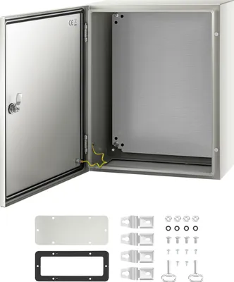 Image de SucceBuy Boîtier en acier NEMA, 50,8 x 40,6 x 20,3 cm, étanche IP66, armoire électrique d'extérieur/d'intérieur étanche à la poussière, e NEMA 4X, en acier, couleur grise, avec plaque de montage