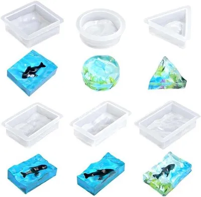 Image de Moules en silicone pour résine époxy - Moules Meer Golf - Décorations murales - Bijoux - Moules créatifs - Lot de 6