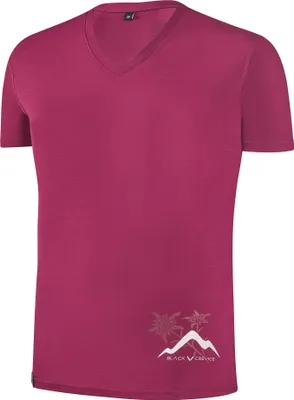 Produktbild von BLACK CREVICE - Damen Merino V-Neck T-Shirt | Farbe: Rhododendron | Größe: 36