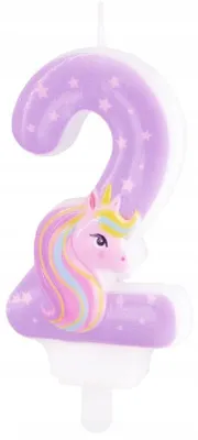 Produktbild von PartyPal Einhorn Zahl 2 Geburtstagskerze für Torte