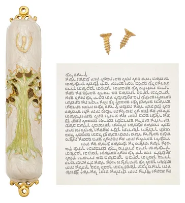 Mezuzah, handbemalt, Emaille, 10x1,9x1,1 cm, mit Kristall