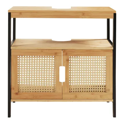 Produktbild von Waschbeckenunterschrank 'Tervola' 60x60x35 cm Schwarz/Bambus