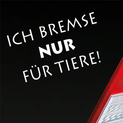 Produktbild von Auto Aufkleber Ich bremse nur Zubehör passend für Tiere Animal Tier 10x5 cm Weiss Matt Sticker Heckscheibenaufkleber