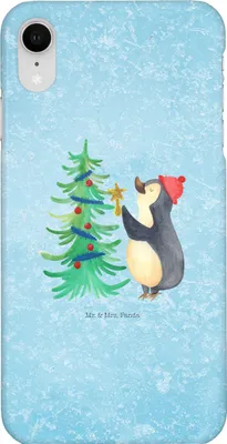 Produktbild von Mr. & Mrs. Panda Iphone XR Handyhülle Pinguin Weihnachtsbaum - Eisblau - Geschenk, Weihnachten, Premium Kunststoff, Winter, Handy Case