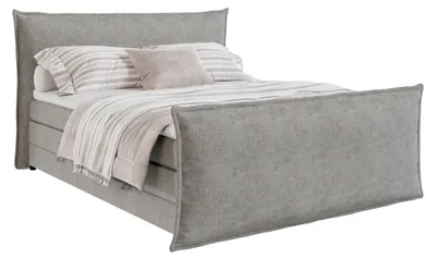 Produktbild von Forte HARMONIE Boxspringbett 160x200, modernes Bettgestell, inkl. Polsterkopf- und Fußteil, Stauraum-Bettkästen, Holzwerkstoff, Chenille Stoff Grau