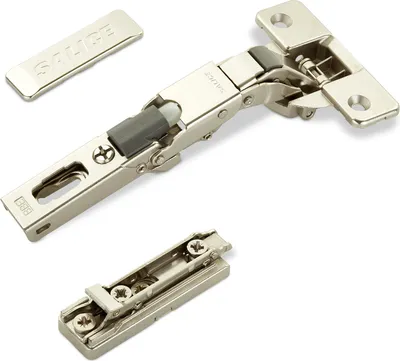 Produktbild von 2 x Salice Universalscharniere 110° Bohrbild T48 mit Dämpfer für abgerundete, überfälzte und profilierte Türen mit Linear-Montageplatte Höhe 3 mm Exzenterverstellung, Scharnierarmabdeckung