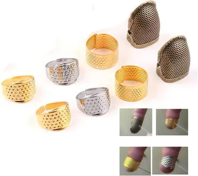 Productafbeelding van Brei Vingerhoedjes - Naai Beschermers - Handwerk Beschermen - Ergonomisch Ontwerp - 8 Stuks - Goudkleurig