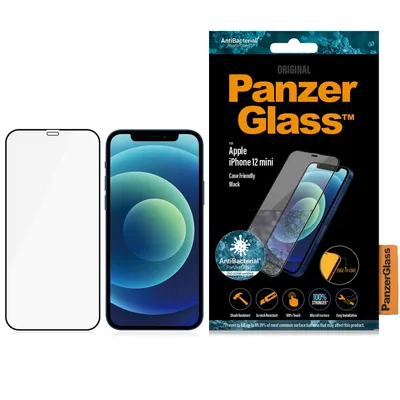 Zdjęcie produktu dla Szkło Hartowane Panzerglass E2E Super+ Microfracture Antybakteryjne Na Iphone 12 Mini - Z Czarną Ramką