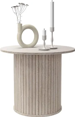Produktbild von ML-Design Couchtisch rund Ø60x50 cm Stein-Optik Beige Wohnzimmertisch mit überstehender Tischplatte Beistelltisch Kaffeetisch Sofatisch für Tee Kaffee