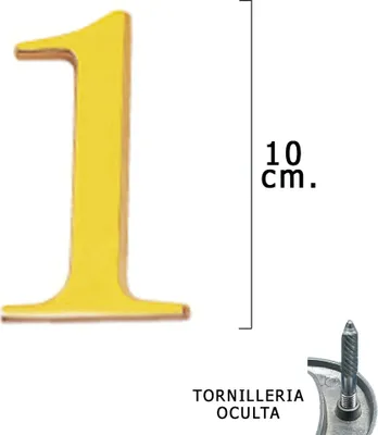 Produktbild von Wolfpack Numero Latón '1' 10 cm. con Tornilleria Oculta (Blister 1 Pieza)