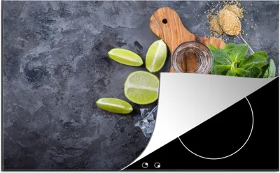 Produktbild von KitchenYeah© Herdabdeckplatte Schneidebrett - Glas - Obst - Zitrone , 76x51cm, Küche Deko, Glaskeramikkochfeld Herdabdeckung, Abdeckplatte fùr Kochfeld