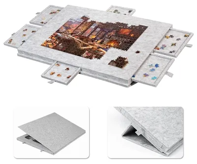Produktbild von Puzzeltisch 1000 Teile - Puzzletablett mit 6 Schubladen - Faltbar - Vlies - 2-in-1 Design