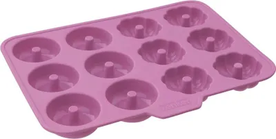 Produktbild von Zenker Silikonbackform Mini Donuts 25 x 19 x 2 cm, hochwertige Donutbackform, hitzbeständige & gefriergeeignete Silikonform, Backform für Donuts mit Ø 5 cm, vielseitige Form (Farbe: Frozen Rose)