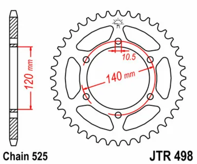 Obrázek produktu pro JTSPROCKETS řetězové kolo JTR498.45 zadní z uhlíkové oceli