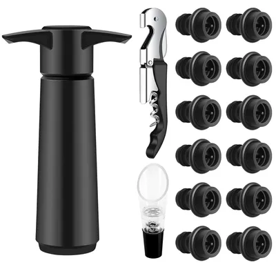 Produktbild von Weinpump-Set mit 12 Vakuumverschlüssen und Zubehör