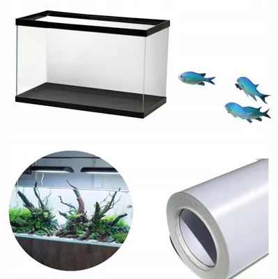 Produktbild von Aquarium Hintergrundfolie Weiß selbstklebend, wasserfest und langlebig, 120 x 50 cm, zum Zuschneiden für Aquarienbecken