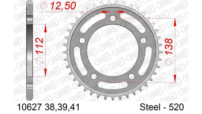 Produktbild von AFAM Kettenrad 10627-39 hinten Stahl