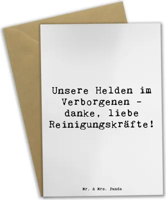 Produktbild von Mr. & Mrs. Panda Glückwunschkarte Spruch Reinigungskraft Helden - Weiß - Geschenk, Dankeschön, osterkarten, danke, weihnachtskarten, einladungskarten, Wertschätzung