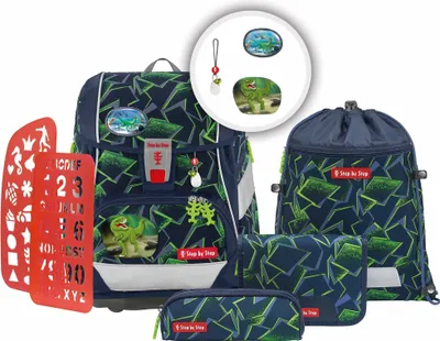 Zdjęcie produktu dla Step by Step 2w1 Plus tornister 6-częściowy Wild T-Rex Taro ciemnoniebieski