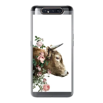 Produktbild von MuchoWow® Handyhülle Schutzhülle Hülle für Samsung Galaxy A80 Schottischer Highlander - Kuh - Blumen Silikon Softcase Handy Hülle - Schutzdeckel