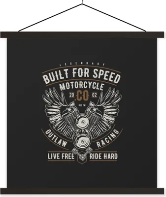 Produktbild von MuchoWow® Textilposter Mancave - Flügel - Vintage - Motor 120x120 cm mit schwarzem Rahmen - Aufhängungsset
