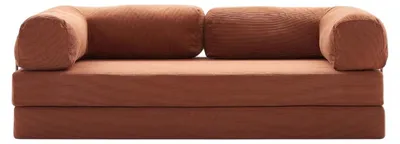 Produktbild von Stilvolles komprimierbares braunes Stoffsofa kompaktes Sofa Wohnzimmer Sofa
