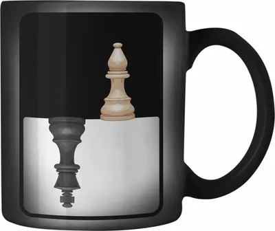 Produktbild von Trendation - Schach Geschenk Schachspieler Geschenkidee Farbwechsel Zauber-Tasse Schachfiguren Grafik (Schwarz)