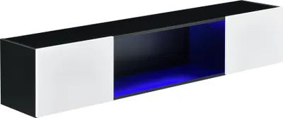 Zdjęcie produktu dla Tablica wisząca czarna/biała Szafka wisząca 150 x 30 x 30 cm z oświetleniem LED Szafka wisząca ze schowkiem Lowboard Tablica wisząca [en.casa]