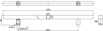 Obrázok produktu pre Marchesi Quadra kľučka (tyčová) 1200 mm s 2 podperami matná nerezová oceľ
