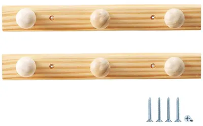 Holz-Garderobenhaken-Set 2er-Pack mit 3 Haken pro Stück