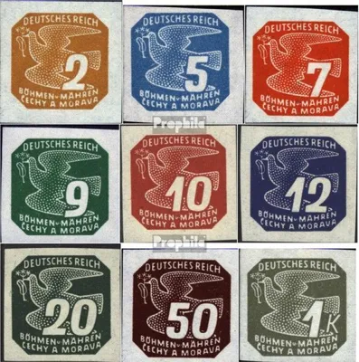 Produktbild von Briefmarken Böhmen und Mähren 1943 Mi 117-125 (kompl.Ausg.) postfrisch Zeitungsmarken