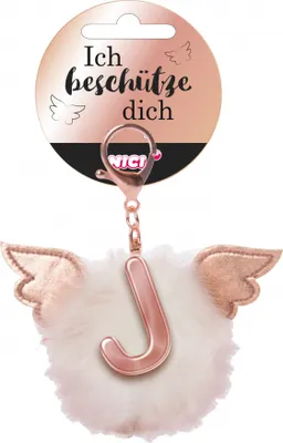 Image de Nici 46979 Pendentif de poche Pompon de protection avec ailes + pompon Lettre métallique J