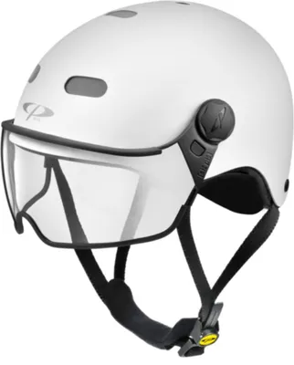 Produktbild von CP Carachillo Urban Fahrradhelm mit Visier (clear) Gr. L (58-60 cm) - Radhelm Bikehelm Schutzhelm Fahrrad Bike Helm Unisex white soft touch