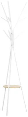 Imagen del producto de Perchero de Pie Forma de Árbol Perchero para Ropa de Metal con 9 Ganchos y Estante Perchero Vintage 45x45x180 cm Blanco