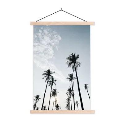 Produktbild von MuchoWow® Textilposter Palmen - Sommer - Tropisch 60x90 cm mit holzfarbenen Rahmen - Textil