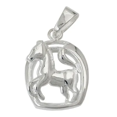 Produktbild von Anhänger 16x12mm Pferd im Hufeisen glänzend Silber 925 silber 16x12mm