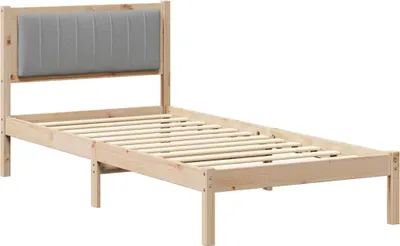 Zdjęcie produktu dla vidaXL Rama łóżka z tapicerowanym zagłówkiem jasnoszara 90 x 200 cm