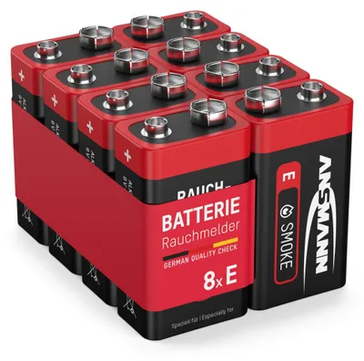 Produktbild von Ansmann 8X Rauchmelder Alkaline Batterie 9V E-Block 6LR61 Longlife